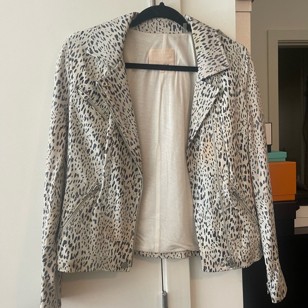 Rebecca Taylor LEOPARD TIE DYE LAMB LEATHER JACKET